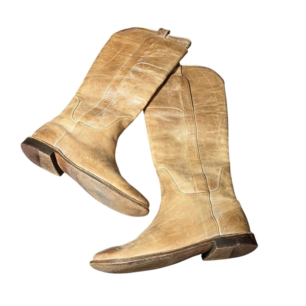 Frye Tan Knee-High Leather Heeled Boots